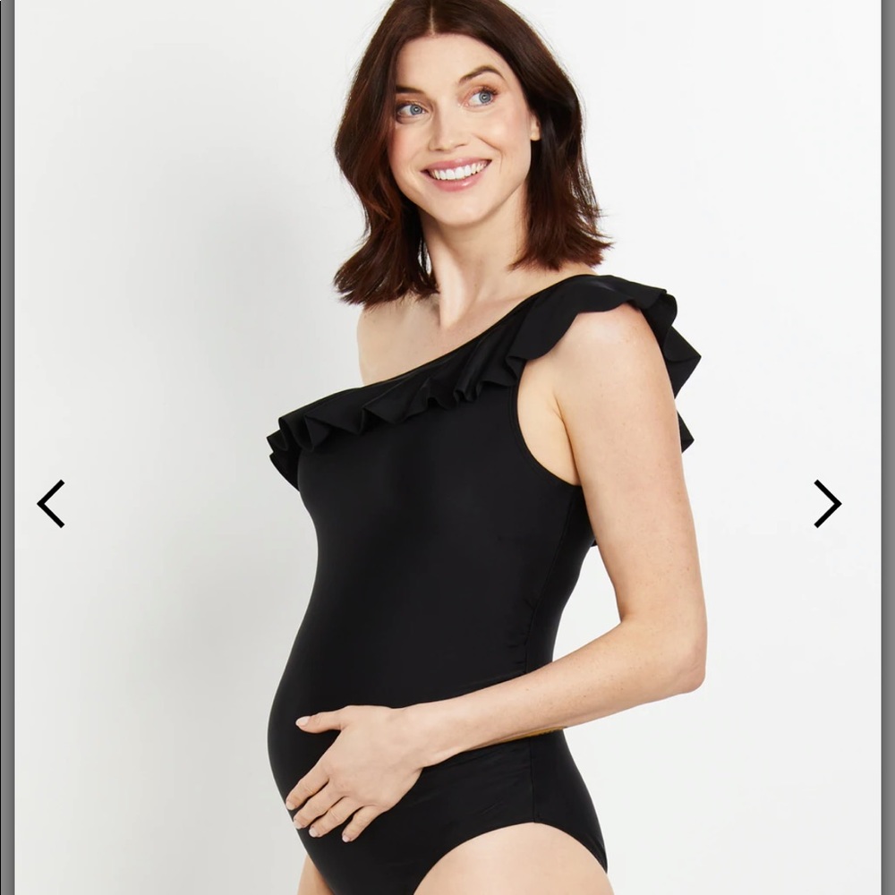 BEACH BUMP™ RUFFLE FRONT ONE SHOULDER MATERNITY SWIMSUIT UPF 50+